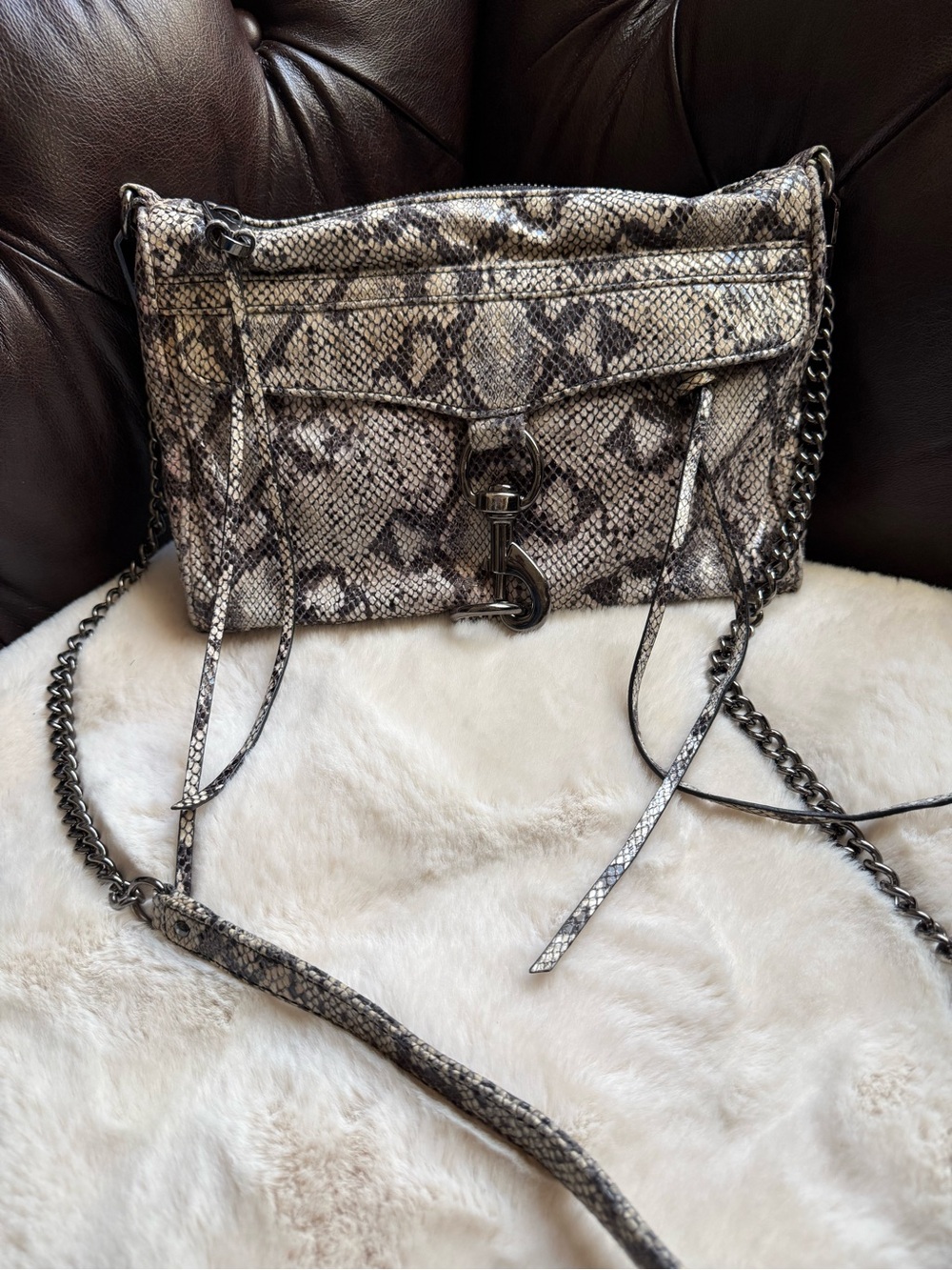 Rebecca Minkoff EUC Snake-Print Crossbody Bag Edgy - Picture 5 of 5